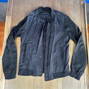 ALLSAINTS WHITTMAN BOMBER JACKET - MEDIUM - BLACK/BLUE